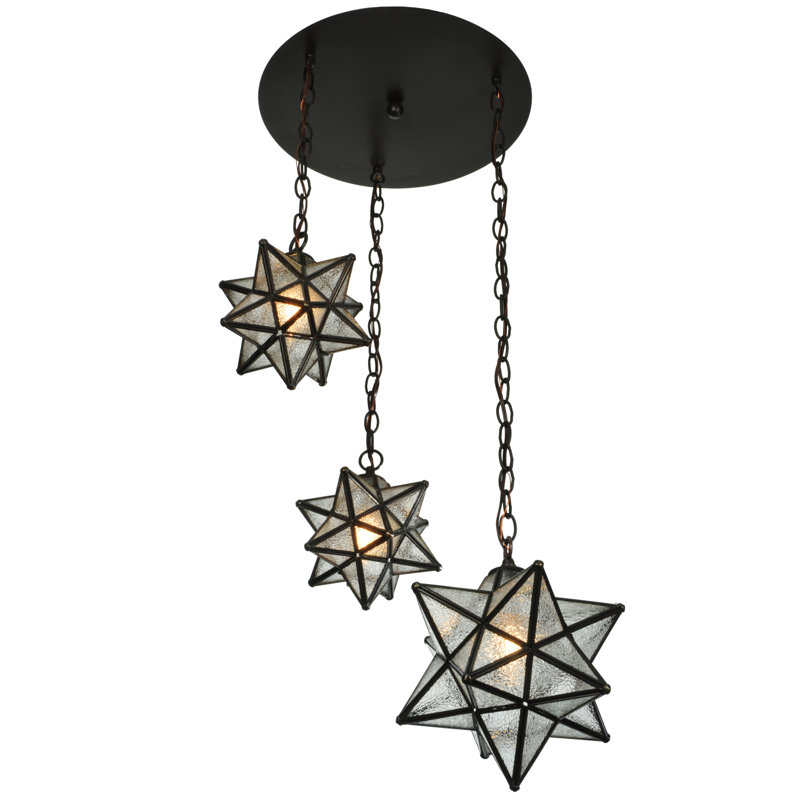 Craftsman Brown 3-Light Seeded Glass Globe LED Pendant