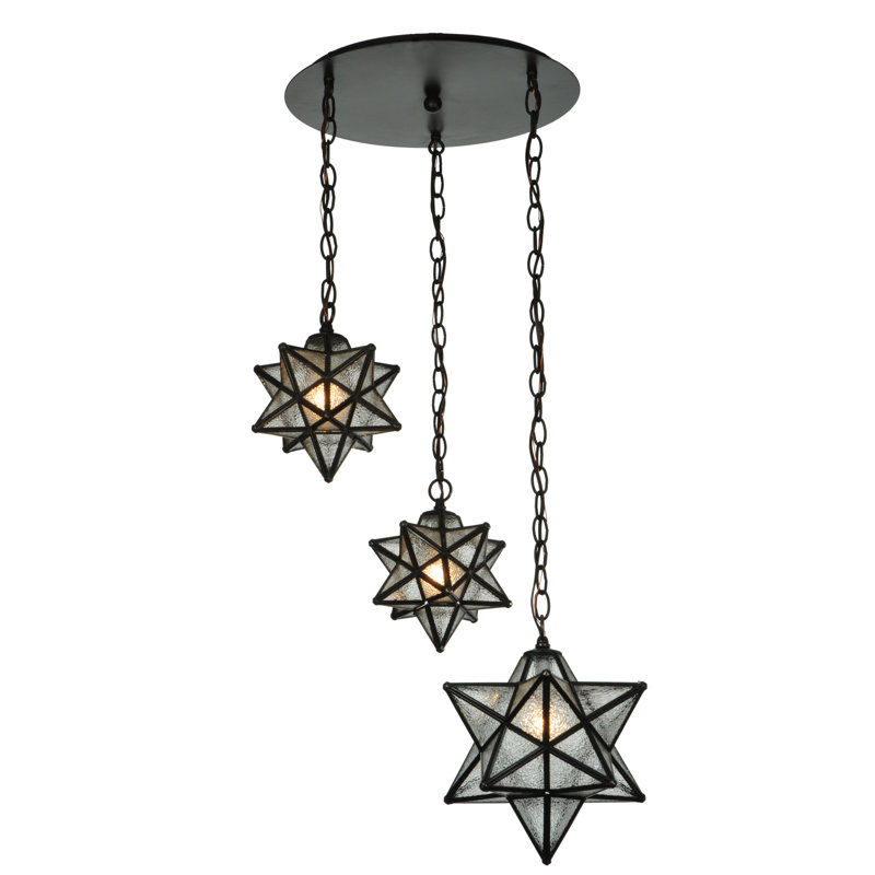 Craftsman Brown 3-Light Seeded Glass Globe LED Pendant