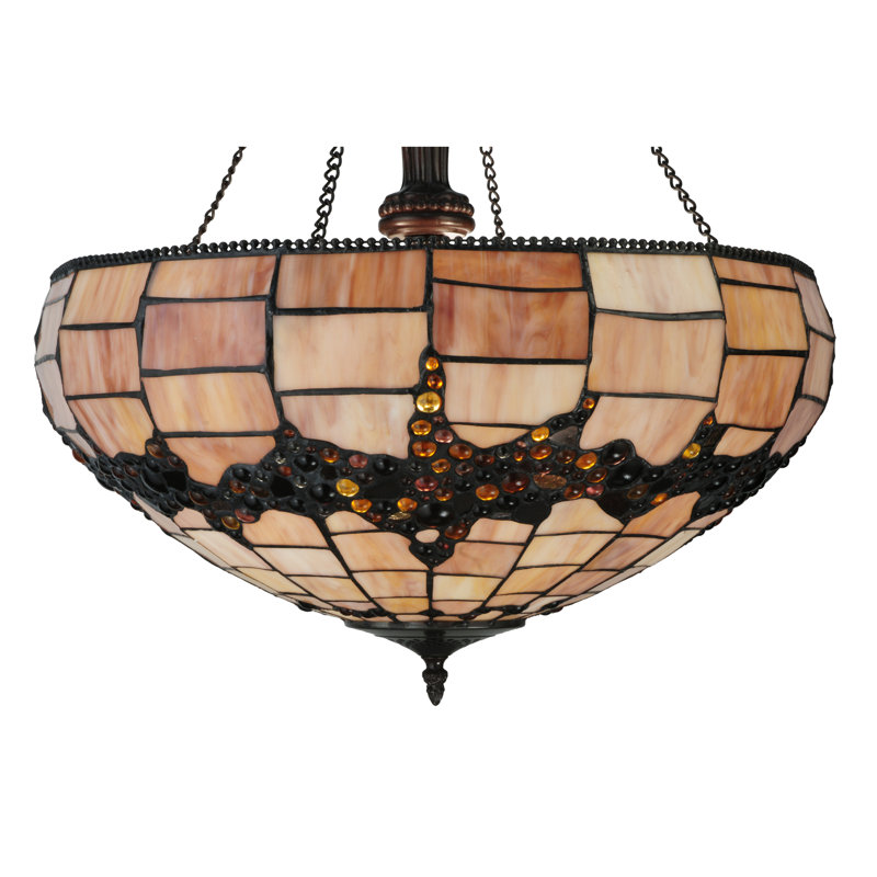 Black Glass 3-Light Indoor/Outdoor Bowl Pendant