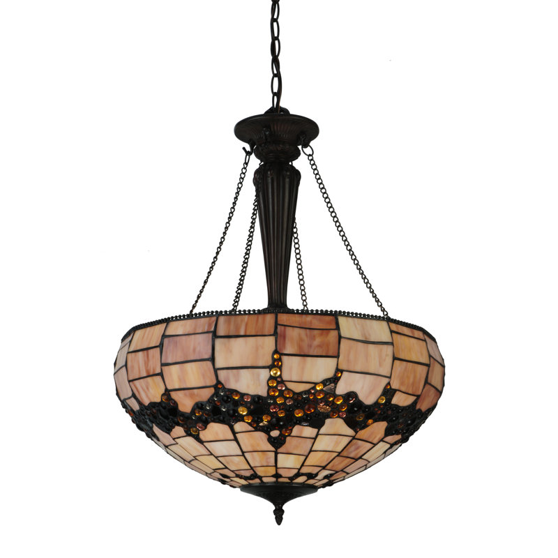 Black Glass 3-Light Indoor/Outdoor Bowl Pendant