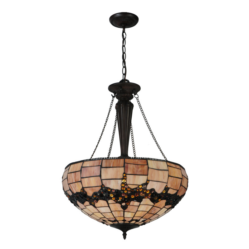 Black Glass 3-Light Indoor/Outdoor Bowl Pendant