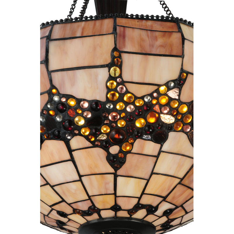Black Glass 3-Light Indoor/Outdoor Bowl Pendant