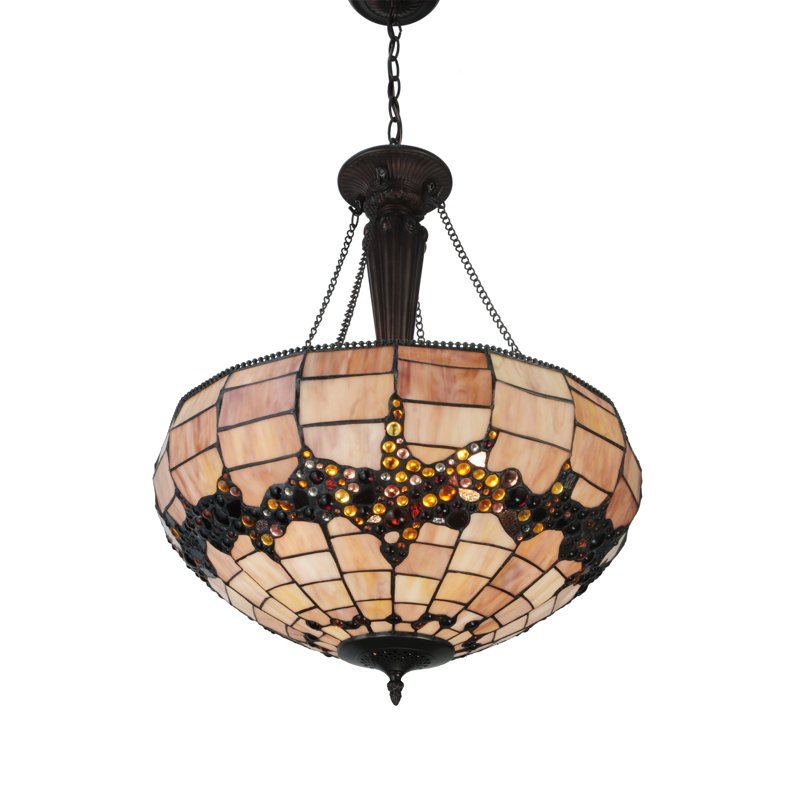Black Glass 3-Light Indoor/Outdoor Bowl Pendant