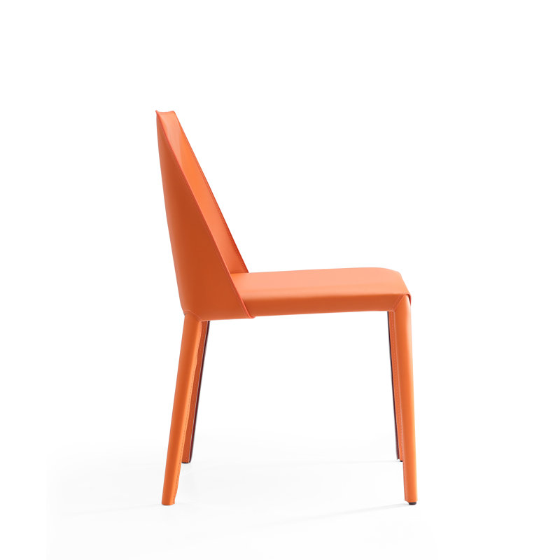 Coral Leather Upholstered Metal Side Chair, 21" High