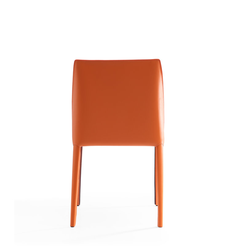 Coral Leather Upholstered Metal Side Chair, 21" High