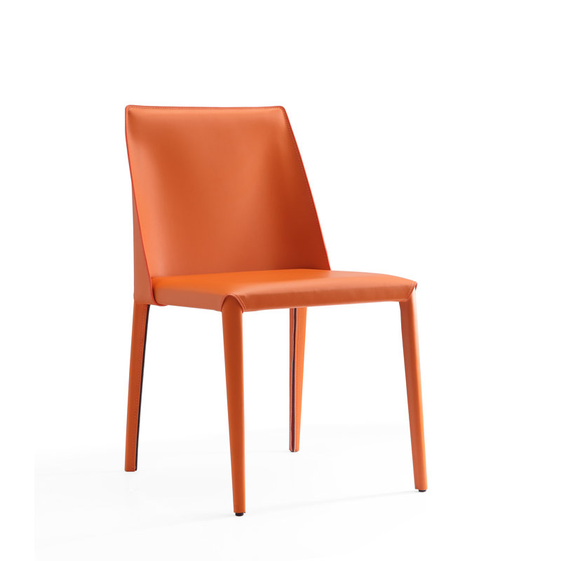 Coral Leather Upholstered Metal Side Chair, 21" High