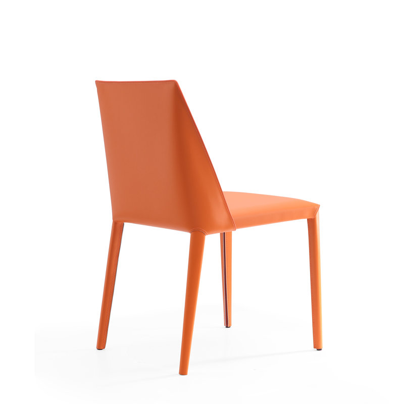 Coral Leather Upholstered Metal Side Chair, 21" High
