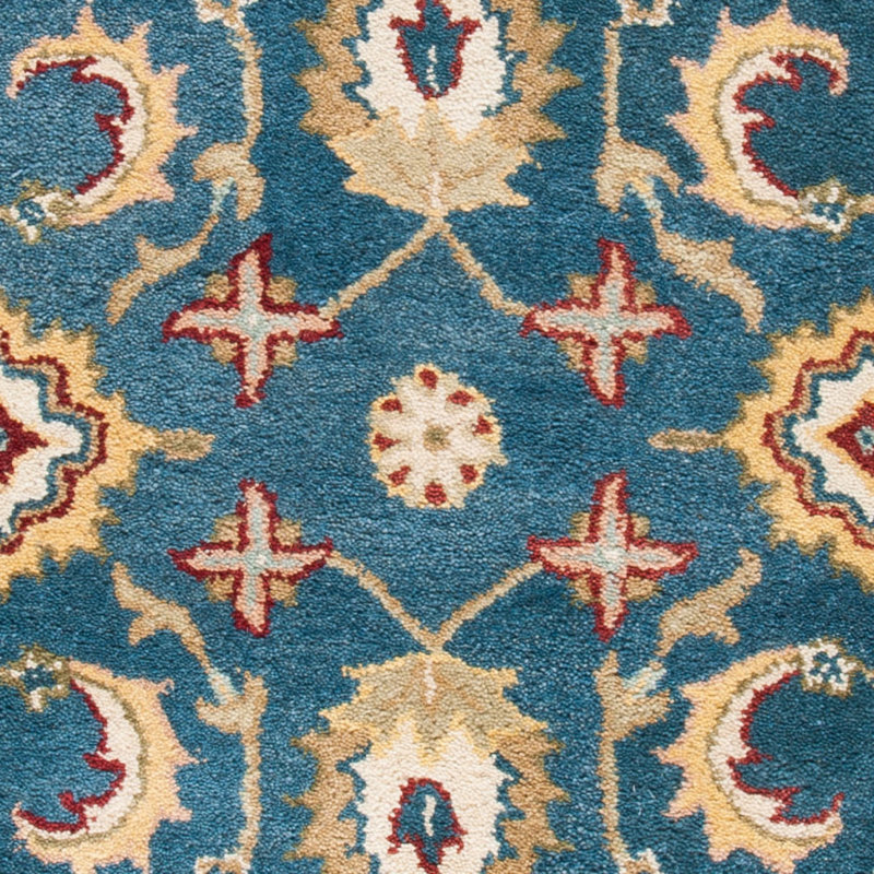Elegant Blue and Beige Oval Wool Tufted Area Rug 7'6" x 9'6"