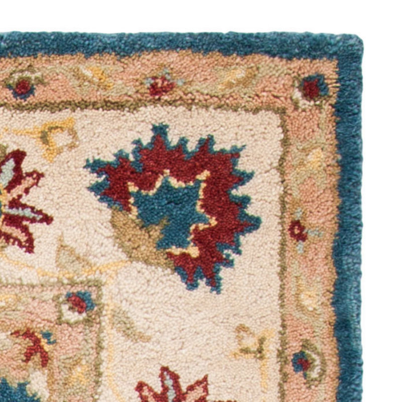 Elegant Blue and Beige Oval Wool Tufted Area Rug 7'6" x 9'6"