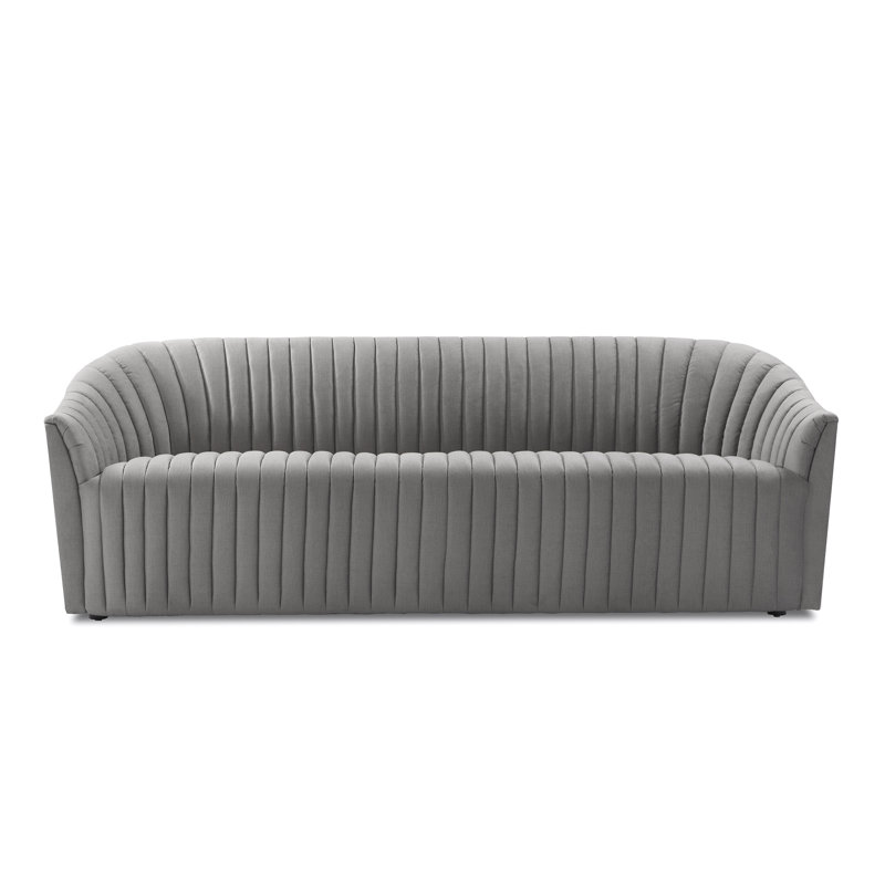 Pure Grey Tufted Fabric Track Arm Sofa