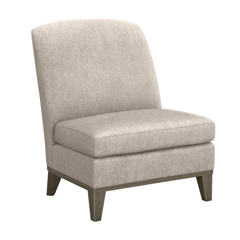 Handcrafted Bungalow Chenille Slipper Chair with Wooden Legs