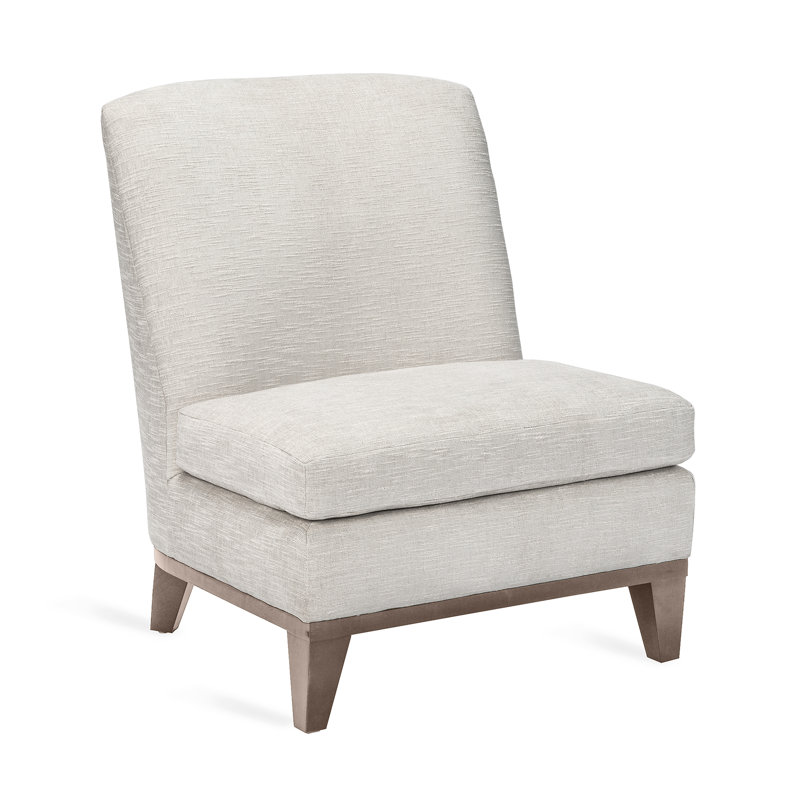 Handcrafted Gray Slipper Chair with Wooden Base