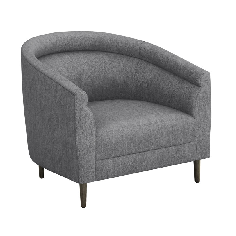 Gray Handcrafted Barrel Chair with Wooden Legs
