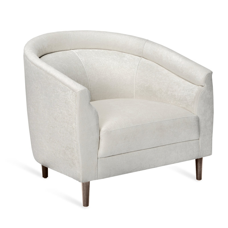 Capri Handcrafted Barrel Chair in Pearl Gray with Wood Accents