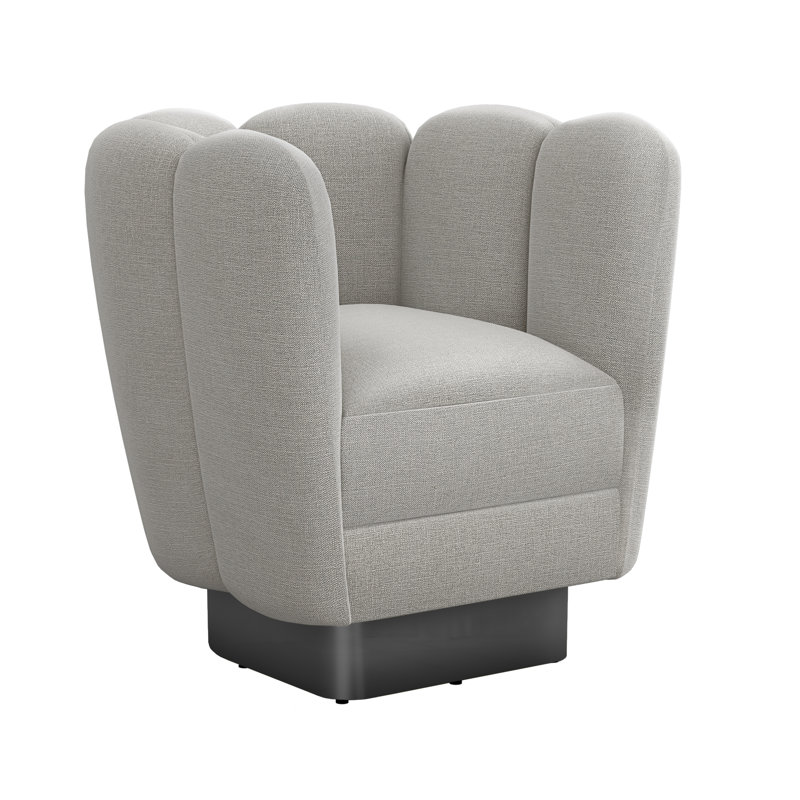 Pure Gray Swivel Barrel Chair with Gunmetal Base