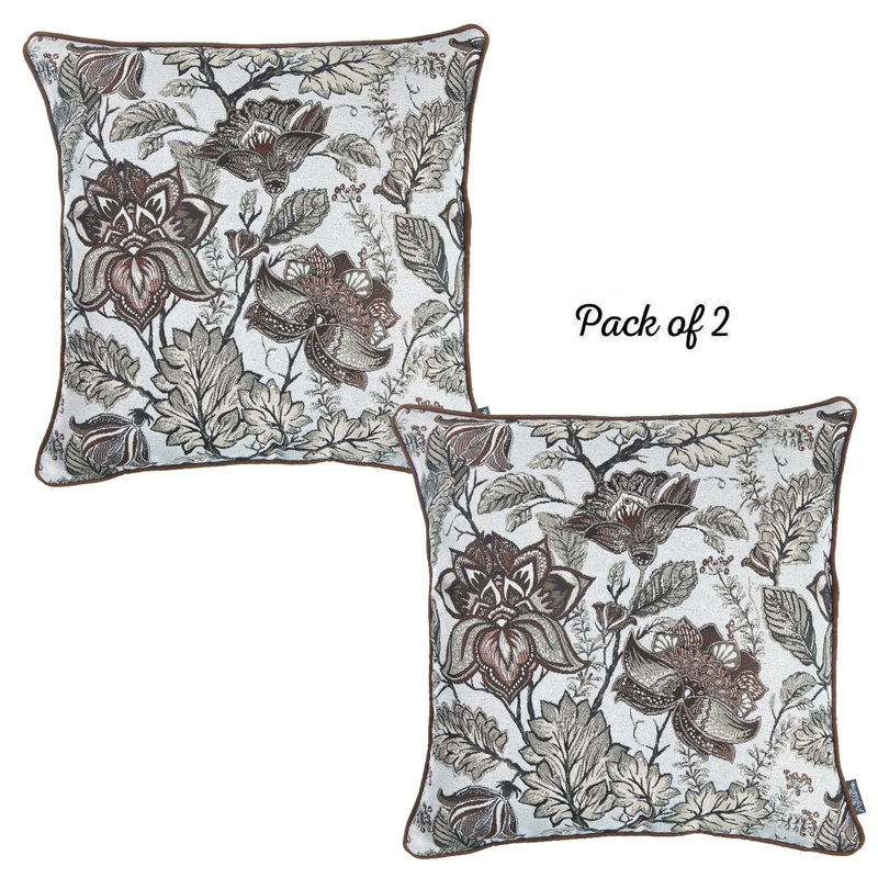 Mallorca Floral Reversible Polyester Pillow Covers, Set of 2