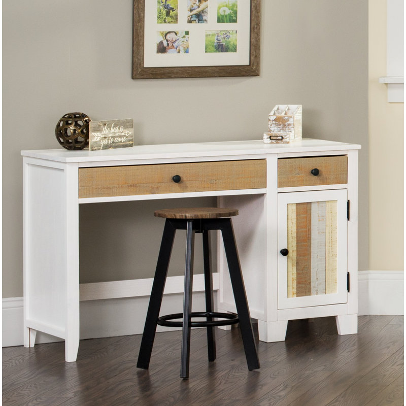 Rockport Sandstone 48'' White Pine Writing Desk with Cabinet