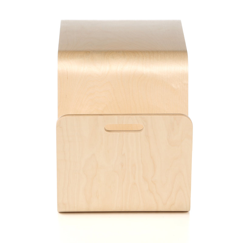 Birch Wood Modern Rectangular Side Table with Storage