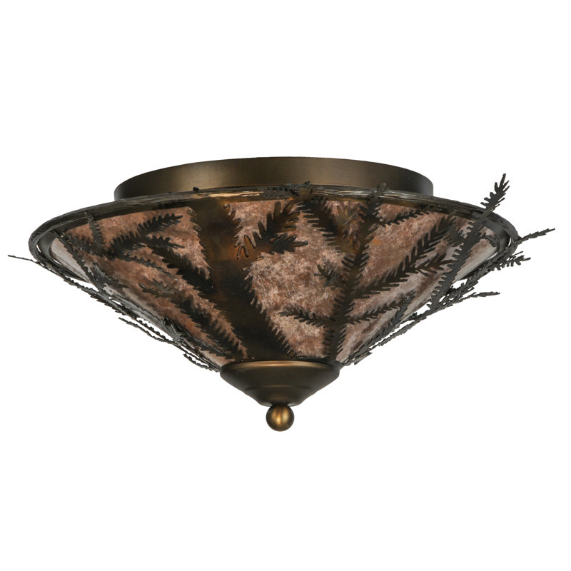 20" Silver Glass Drum Flush Mount Light