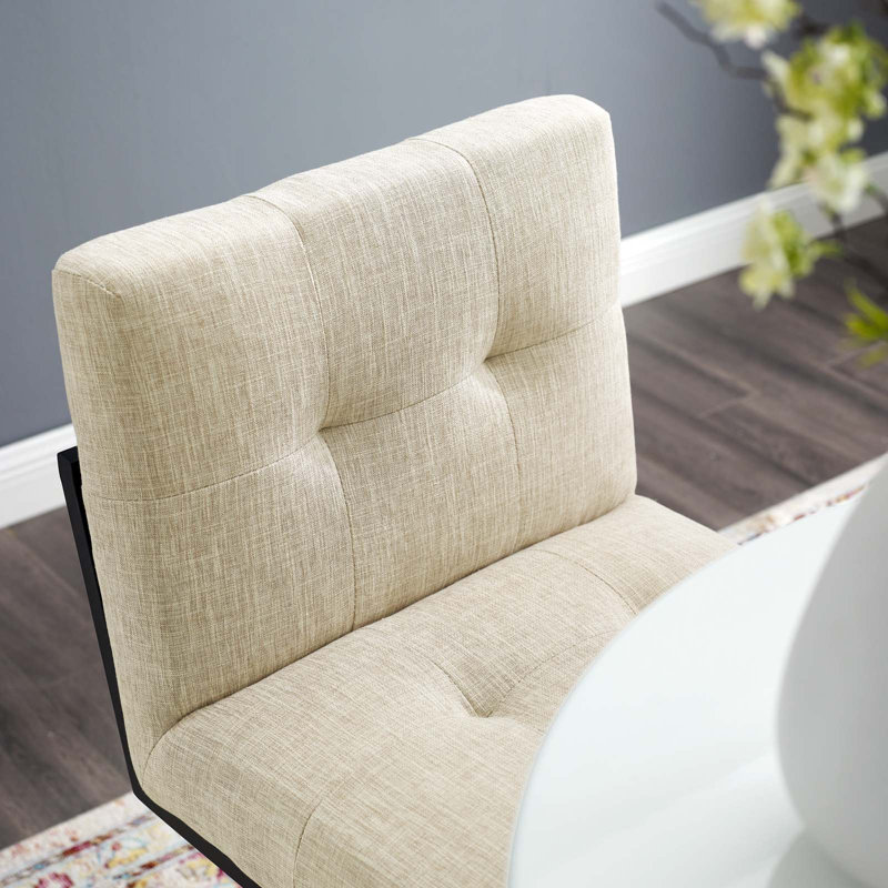 Glam Deco Polyester Beige & Black Stainless Steel Counter Stool