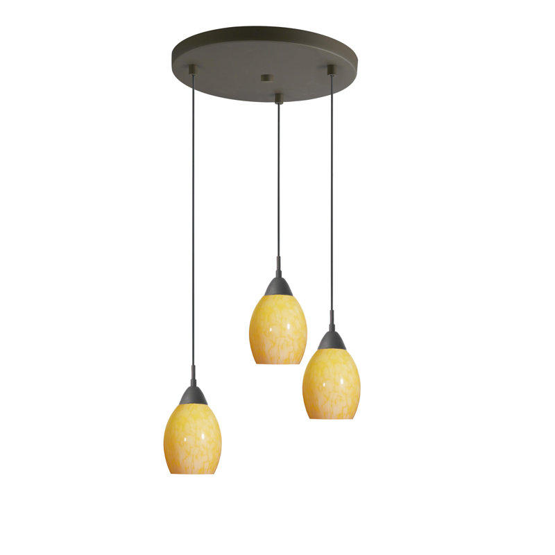 Contemporary Bronze Glass Cluster Pendant with Artistic Shades
