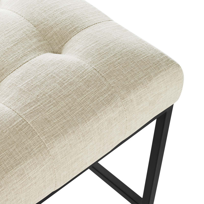 Glam Deco Polyester Beige & Black Stainless Steel Counter Stool