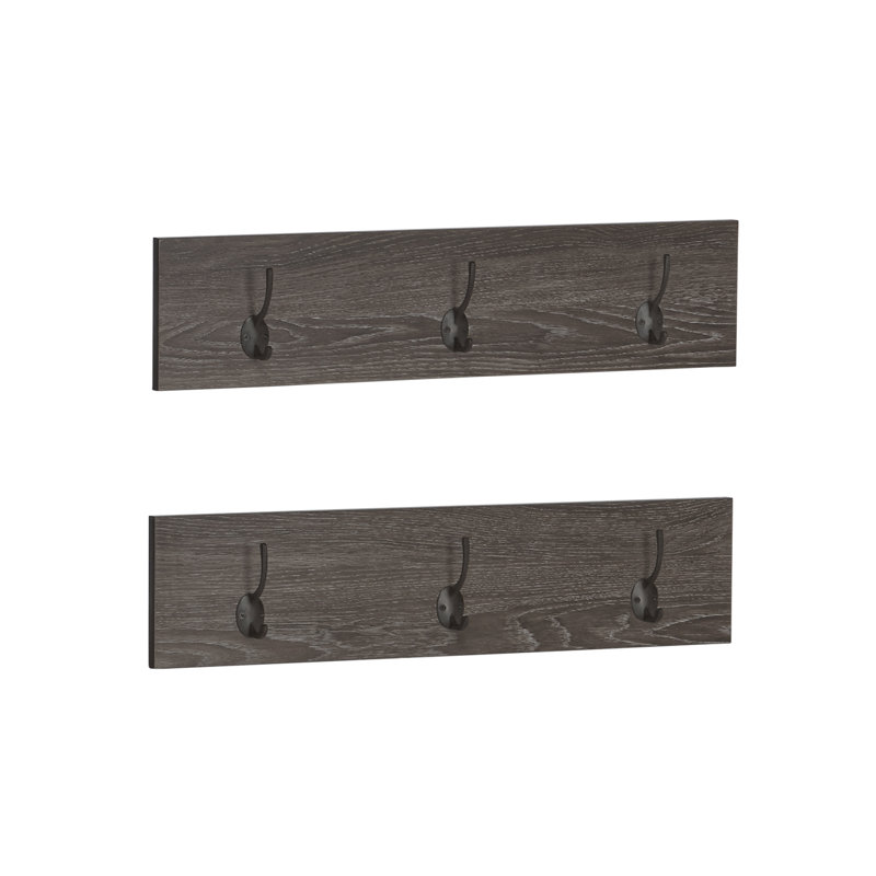 Afton Dark Brown 3-Hook Wall Mounted Coat Rack Set