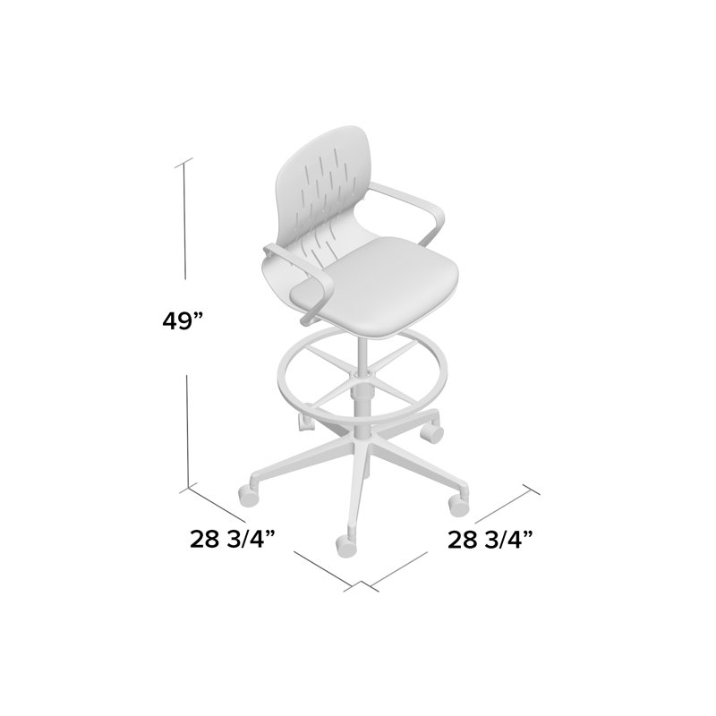 Black and White Vinyl Swivel Office Chair with Footring