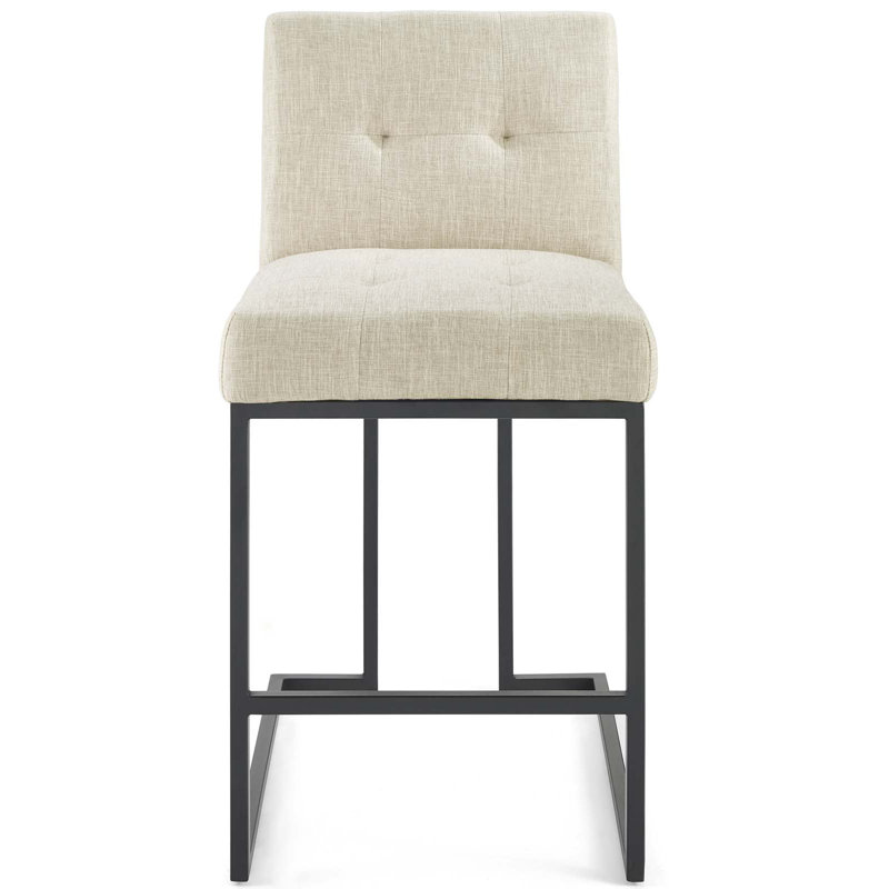 Glam Deco Polyester Beige & Black Stainless Steel Counter Stool