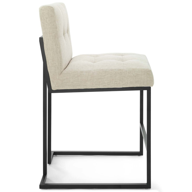 Glam Deco Polyester Beige & Black Stainless Steel Counter Stool