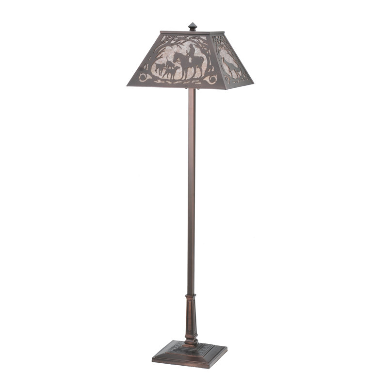 Mahogany Bronze 60" Stained Glass Floor Lamp with 2 Lights