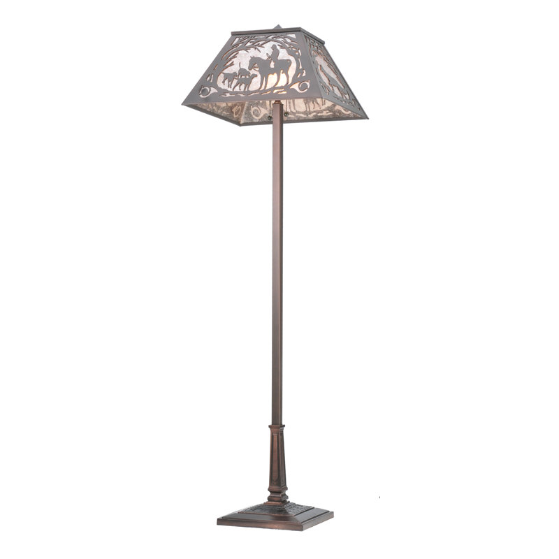 Mahogany Bronze 60" Stained Glass Floor Lamp with 2 Lights