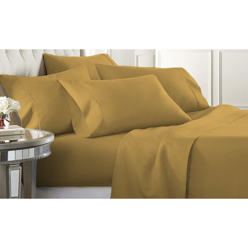 Navy Full Microfiber Bamboo Embossed 6-Piece Sheet Set