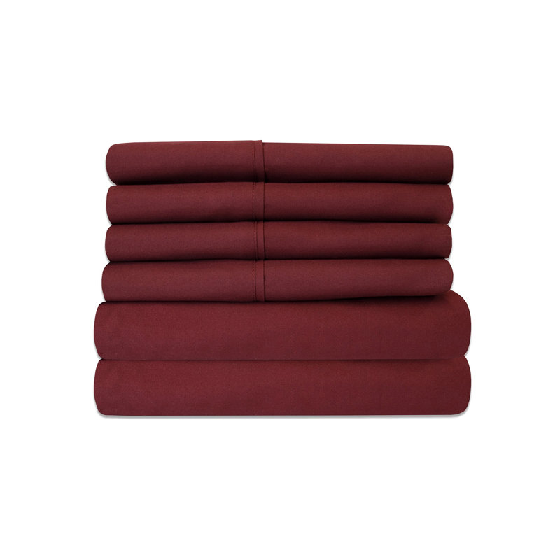 Navy Full Microfiber Bamboo Embossed 6-Piece Sheet Set