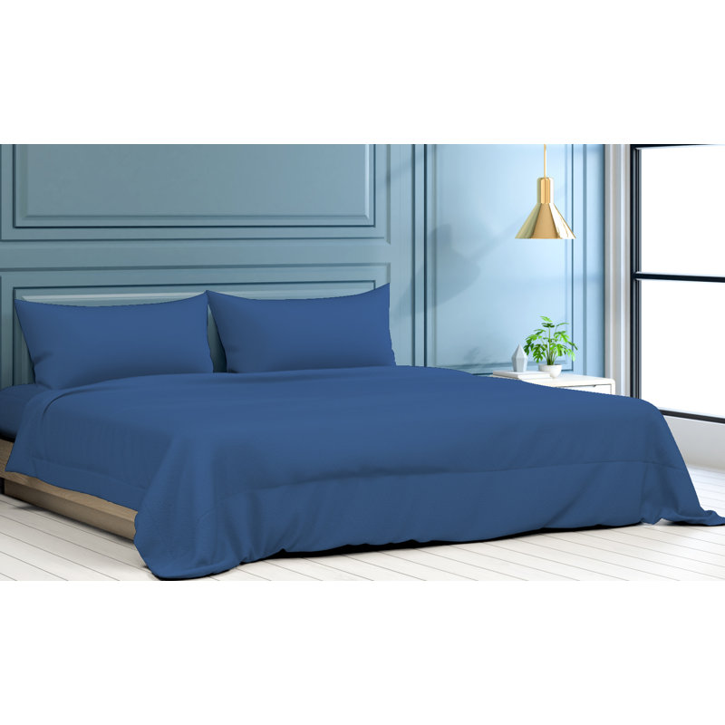 Navy Full Microfiber Bamboo Embossed 6-Piece Sheet Set
