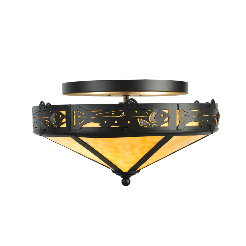 Black Glass Globe 2-Light Indoor/Outdoor Energy Star Flush Mount