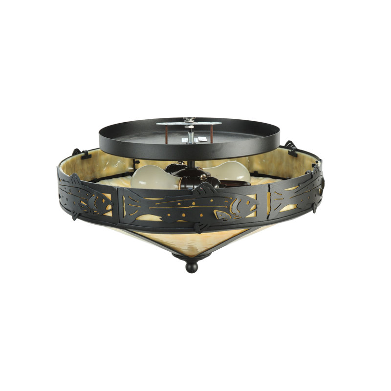 Black Glass Globe 2-Light Indoor/Outdoor Energy Star Flush Mount