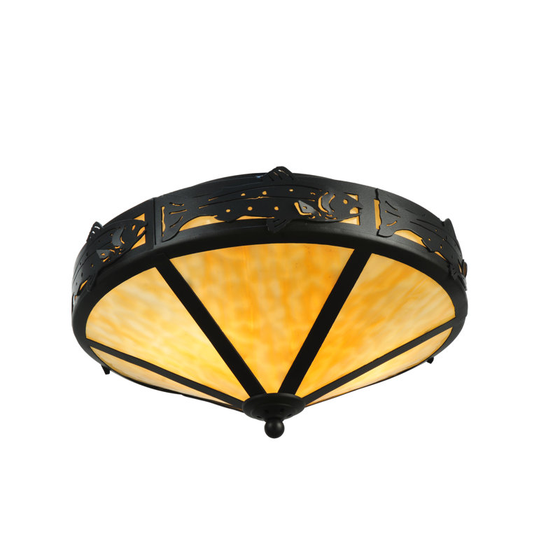 Black Glass Globe 2-Light Indoor/Outdoor Energy Star Flush Mount