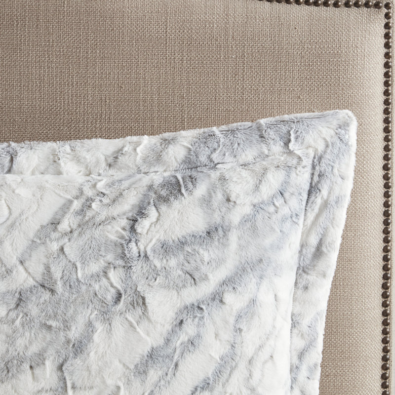 King Blue Marble Faux Fur Reversible Comforter Set