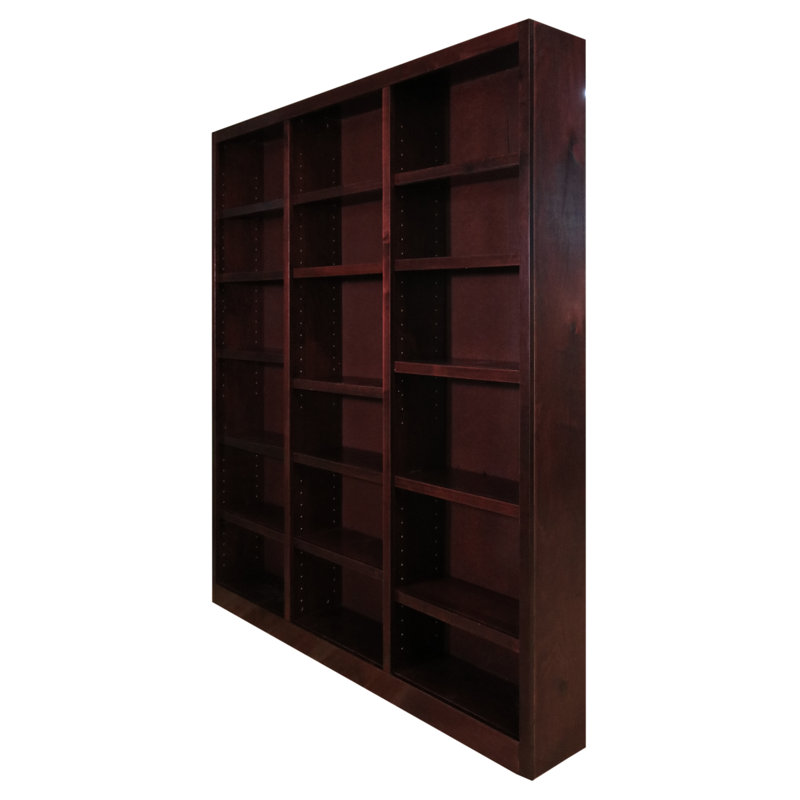 Cherry 84" Tall Triple Wide Wood Bookcase with Adjustable Shelves