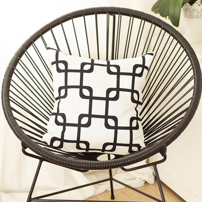 GeoSquares 18" Black and White Polyester Throw Pillow Cover