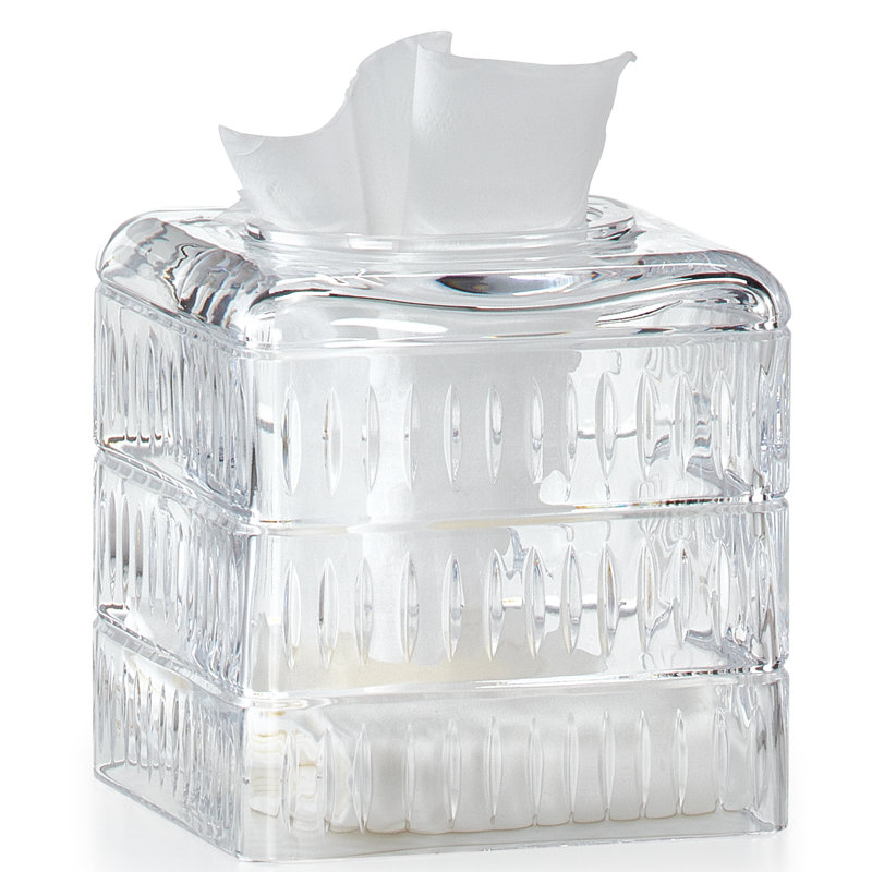 Clear Hand-Cut Crystal Freestanding Tissue Box Cover