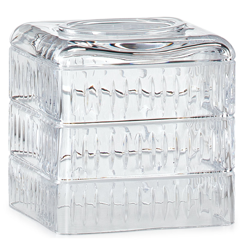 Clear Hand-Cut Crystal Freestanding Tissue Box Cover