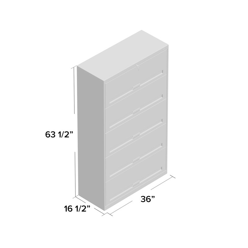 White 5-Drawer Lockable Steel Lateral File Cabinet