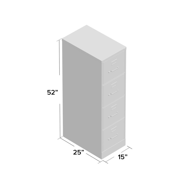 Putty 4-Drawer Lockable Vertical Filing Cabinet with Nylon Rollers