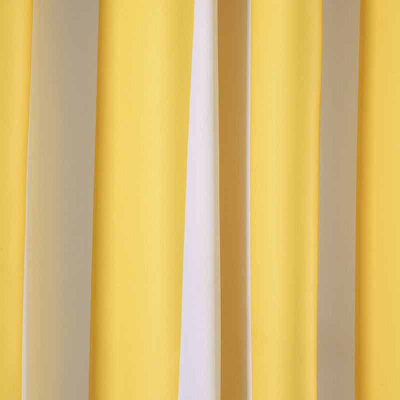 Lemon Yellow Stripe Blackout Polyester Wide Drapes, 2-Piece
