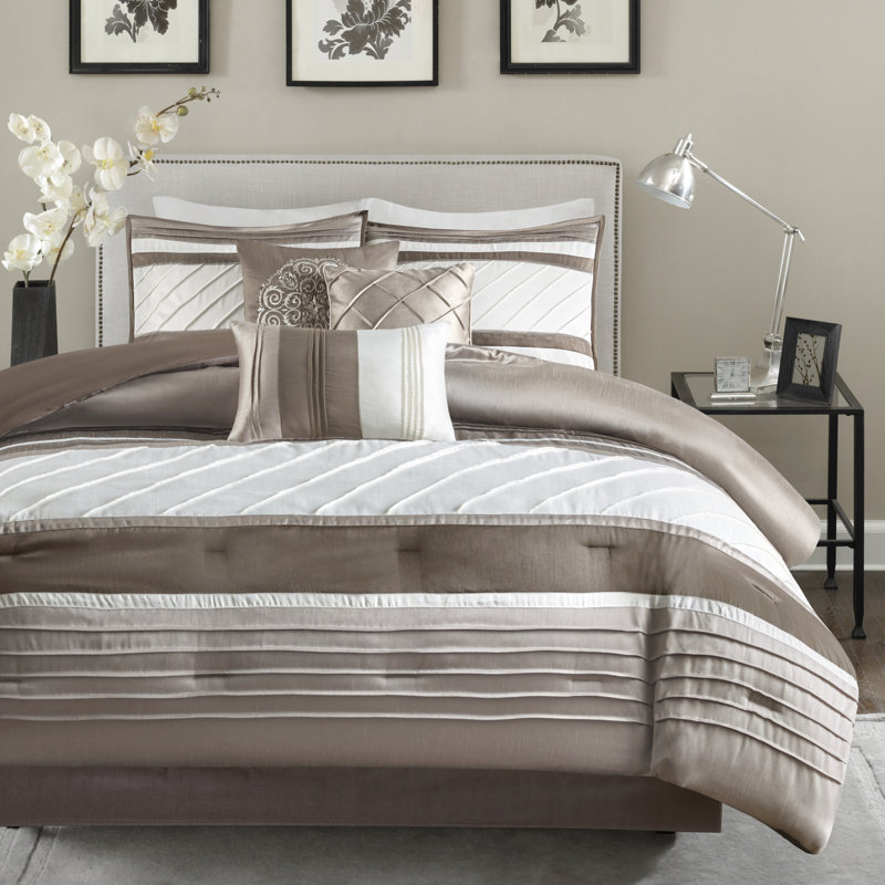 Gray King Microfiber 7-Piece Comforter Set with Decorative Pillows