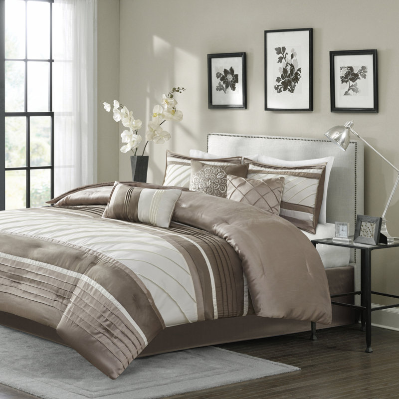 Gray King Microfiber 7-Piece Comforter Set with Decorative Pillows