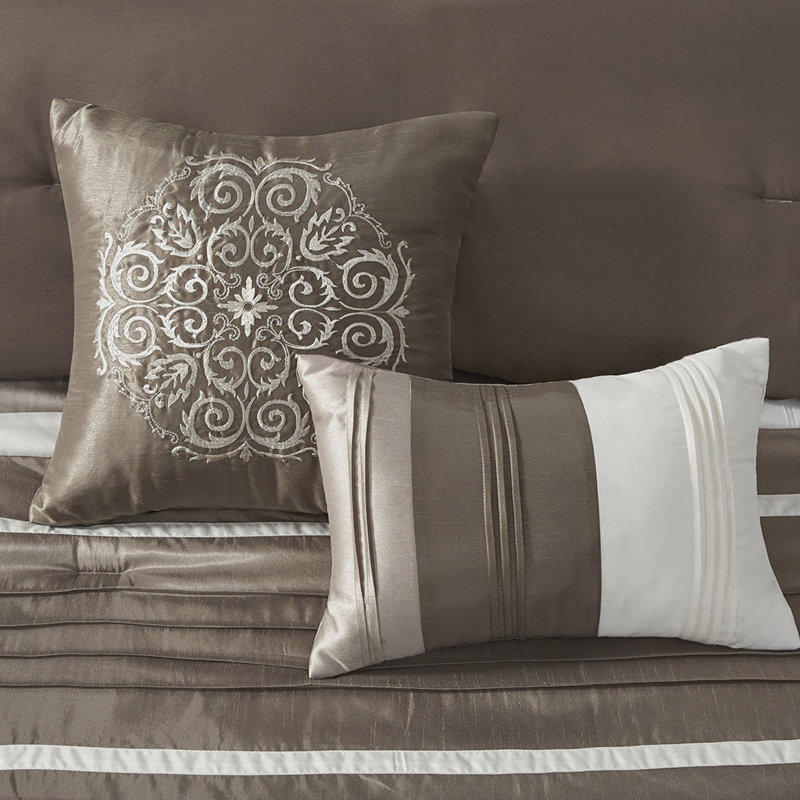 Gray King Microfiber 7-Piece Comforter Set with Decorative Pillows