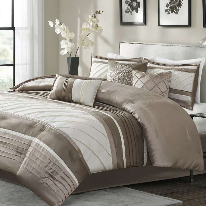 Gray King Microfiber 7-Piece Comforter Set with Decorative Pillows